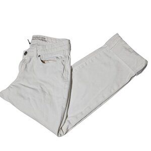 Gap Straight Crop Jeans Womens Size Rise 4 Low Rise White Denim Pants Cuffed